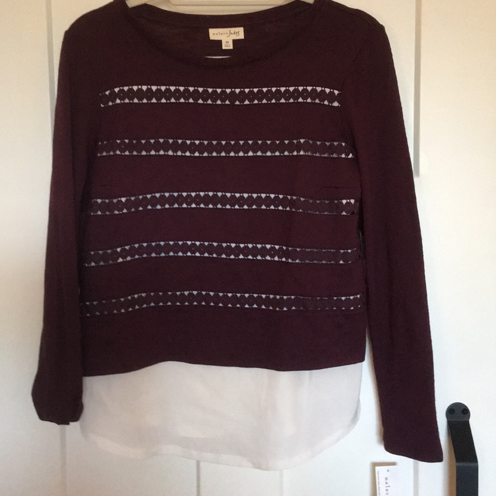 NWT: Madison Jules maroon layer look sweater